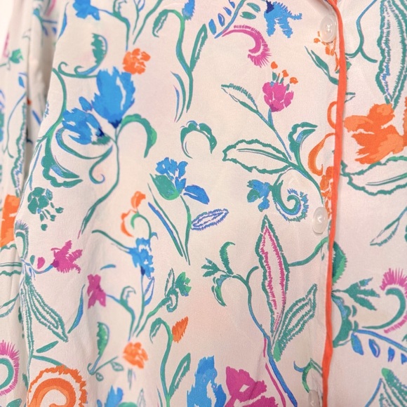 Tanya Taylor 100% Silk Pajama Top Blouse Button Front Shirt Size XS - Picture 4 of 9